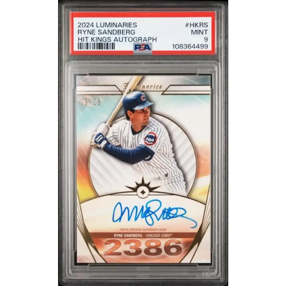 2024 Topps Luminaries #HKRS Ryne Sandberg PSA 9 MINT Auto 9/25 Chicago Cubs Baseball Card - Baseball Card Single