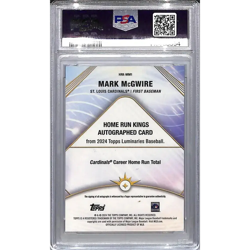 2024 Topps Luminaries Home Run Kings Blue #HRK-MM1 Mark McGwire PSA 8 NM-MT Auto 5/5 St. Louis Cardinals - Baseball