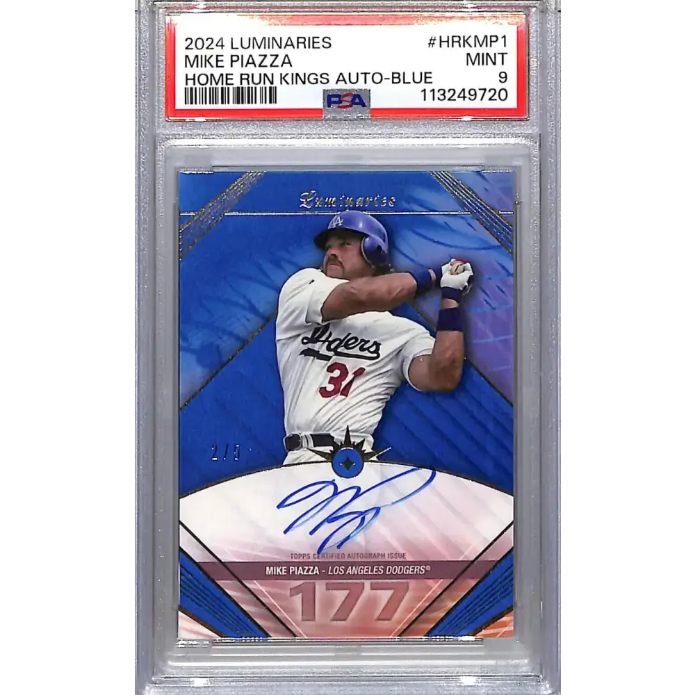 2024 Topps Luminaries Home Run Kings Blue #HRK-MP1 Mike Piazza PSA 9 MINT Auto 2/5 Los Angeles Dodgers - Baseball Card