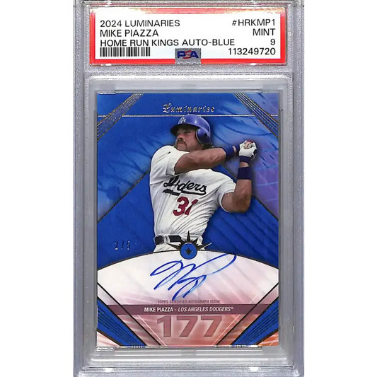 2024 Topps Luminaries Home Run Kings Blue #HRK-MP1 Mike Piazza PSA 9 MINT Auto 2/5 Los Angeles Dodgers - Baseball Card