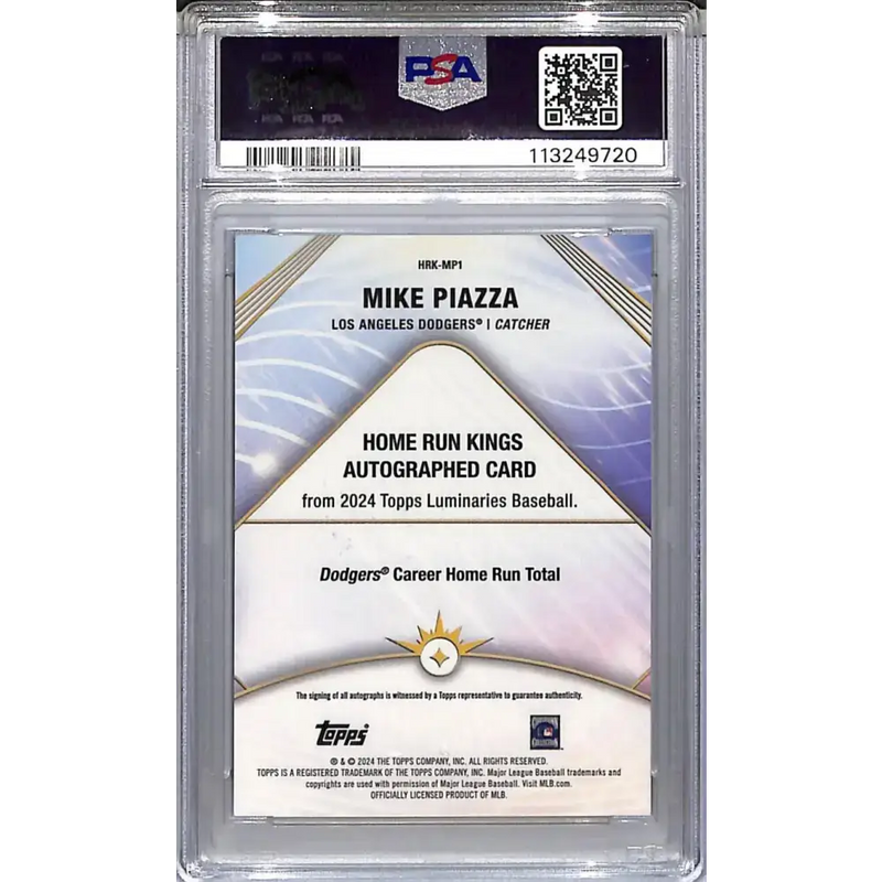 2024 Topps Luminaries Home Run Kings Blue #HRK-MP1 Mike Piazza PSA 9 MINT Auto 2/5 Los Angeles Dodgers - Baseball Card