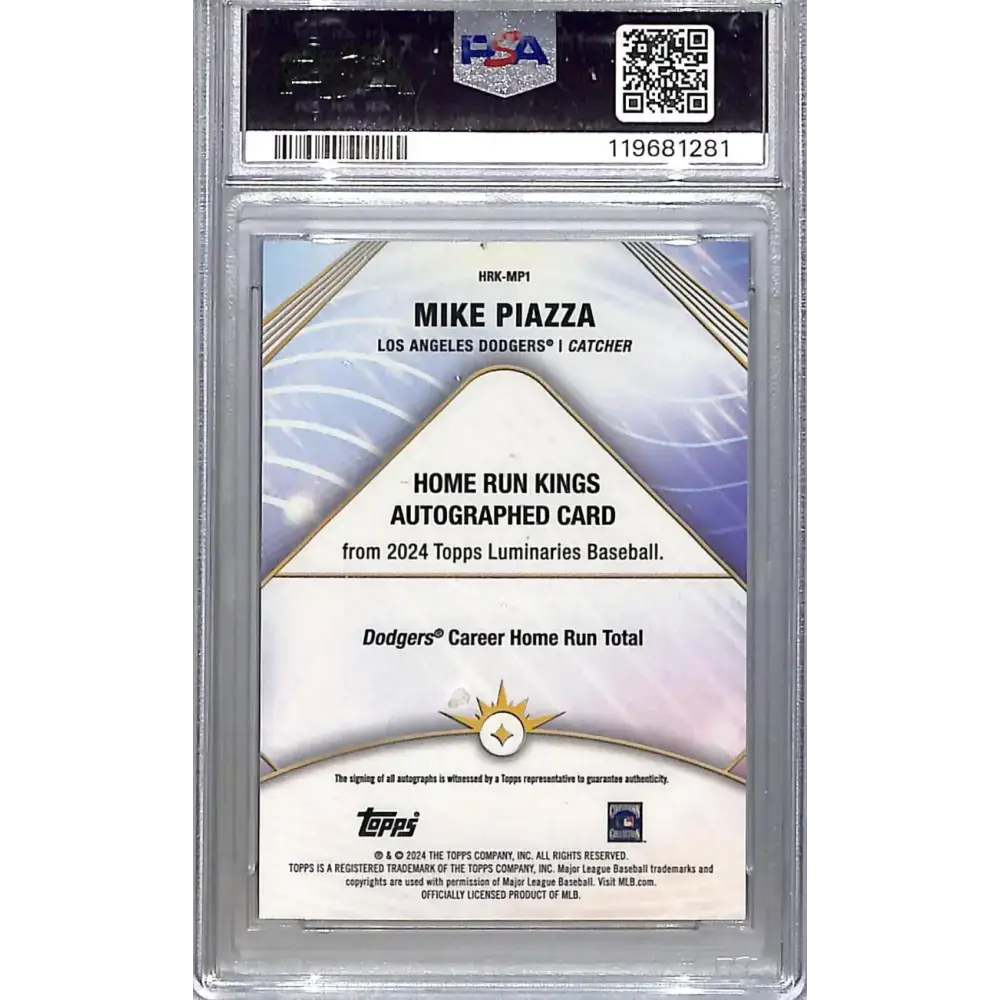 2024 Topps Luminaries Home Run Kings Blue #HRK-MP1 Mike Piazza PSA 9 MINT Auto 5/5 Los Angeles Dodgers - Baseball Card
