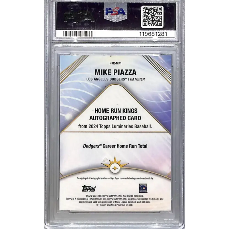 2024 Topps Luminaries Home Run Kings Blue #HRK-MP1 Mike Piazza PSA 9 MINT Auto 5/5 Los Angeles Dodgers - Baseball Card