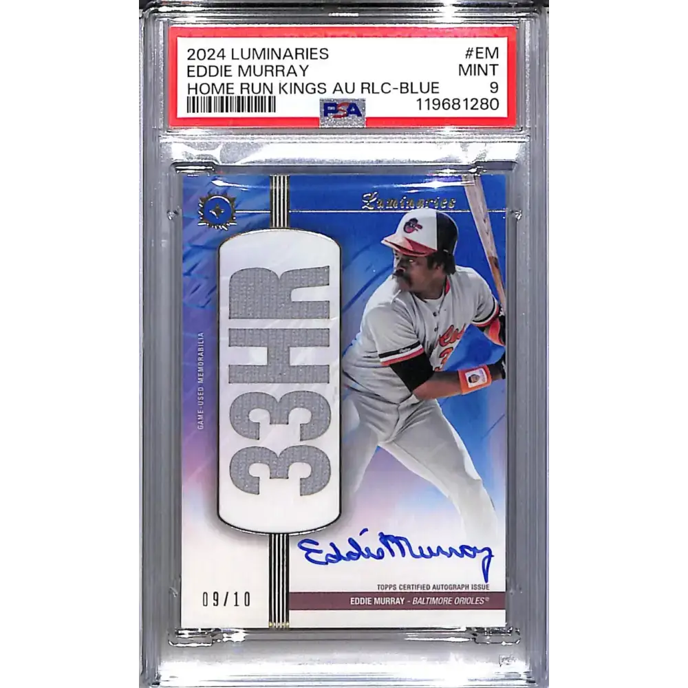 2024 Topps Luminaries Home Run Kings Blue #HRKAR-EM Eddie Murray PSA 9 MINT MEM Auto 9/10 Baltimore Orioles - Baseball
