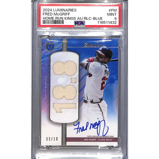 2024 Topps Luminaries Home Run Kings Blue #HRKAR-FM Fred McGriff PSA 9 MINT MEM Auto 3/10 Atlanta Braves - Baseball