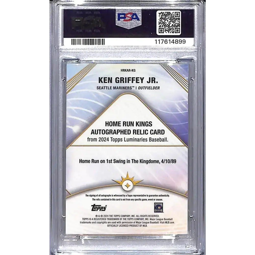 2024 Topps Luminaries Home Run Kings Blue #HRKAR-KG Ken Griffey Jr. PSA 9 MINT MEM Auto 07/10 Seattle Mariners