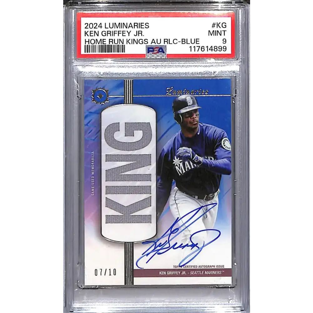 2024 Topps Luminaries Home Run Kings Blue #HRKAR-KG Ken Griffey Jr. PSA 9 MINT MEM Auto 07/10 Seattle Mariners