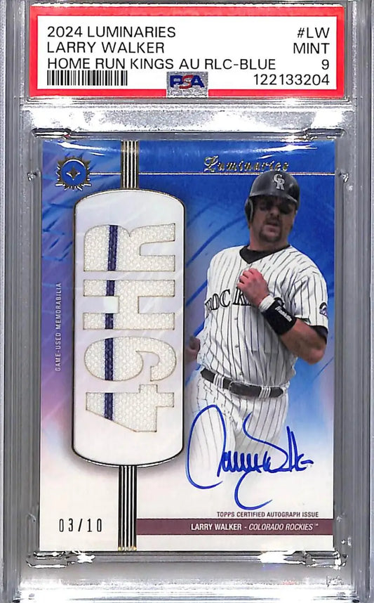 2024 Topps Luminaries Home Run Kings Blue #HRKAR-LW Larry Walker PSA 9 MINT MEM Auto 3/10 Colorado Rockies - Baseball