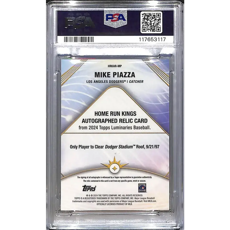 2024 Topps Luminaries Home Run Kings Blue #HRKAR-MP Mike Piazza PSA 9 MINT MEM Auto 1/10 Los Angeles Dodgers - Baseball