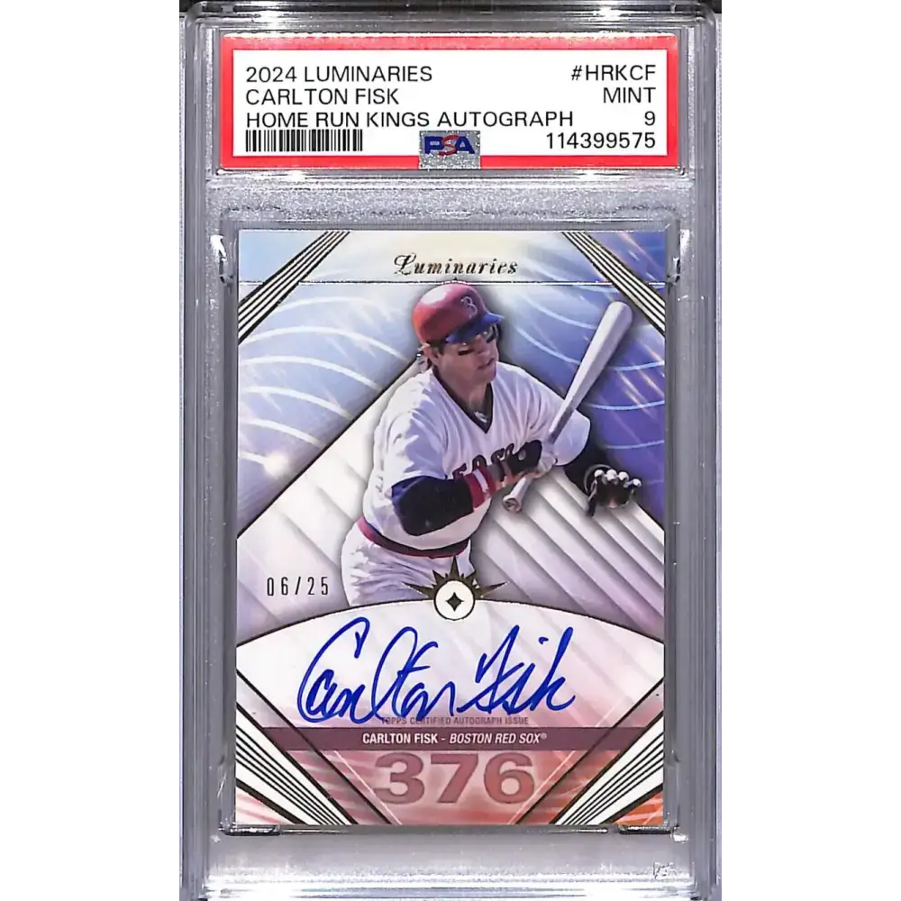 2024 Topps Luminaries Home Run Kings #HRK-CF Carlton Fisk PSA 9 MINT Auto 06/25 Boston Red Sox - Baseball Card Single