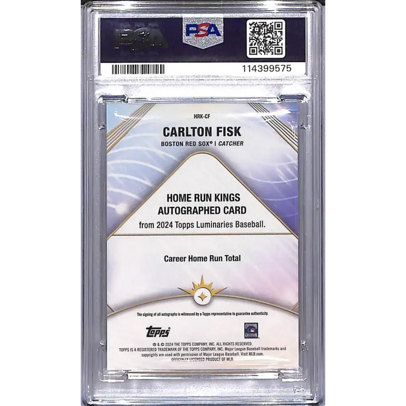 2024 Topps Luminaries Home Run Kings #HRK-CF Carlton Fisk PSA 9 MINT Auto 06/25 Boston Red Sox - Baseball Card Single