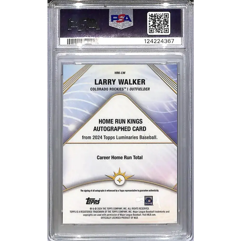 2024 Topps Luminaries Home Run Kings #HRK-LW Larry Walker PSA 10 GEM MINT Auto 14/25 Colorado Rockies - Baseball Card