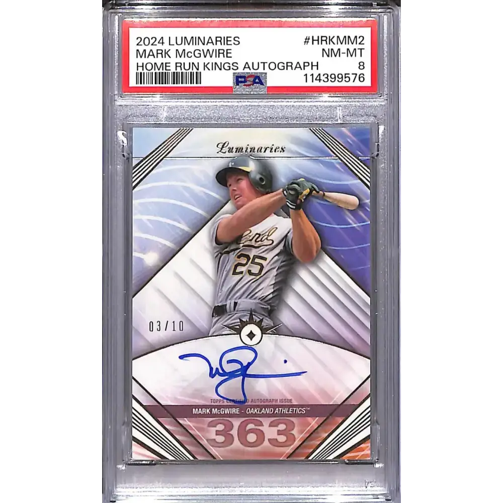 2024 Topps Luminaries Home Run Kings #HRK-MM2 Mark McGwire PSA 8 NM-MT Auto 03/10 Oakland Athletics - Baseball Card
