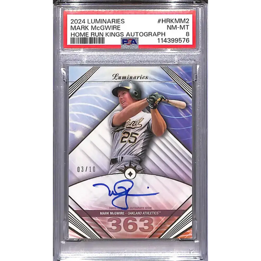 2024 Topps Luminaries Home Run Kings #HRK-MM2 Mark McGwire PSA 8 NM-MT Auto 03/10 Oakland Athletics - Baseball Card