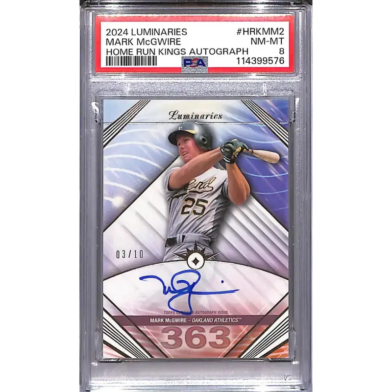 2024 Topps Luminaries Home Run Kings #HRK-MM2 Mark McGwire PSA 8 NM-MT Auto 03/10 Oakland Athletics - Baseball Card