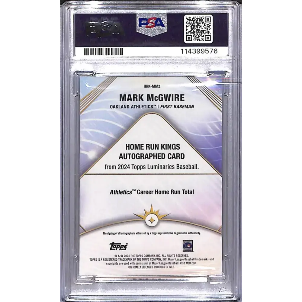 2024 Topps Luminaries Home Run Kings #HRK-MM2 Mark McGwire PSA 8 NM-MT Auto 03/10 Oakland Athletics - Baseball Card