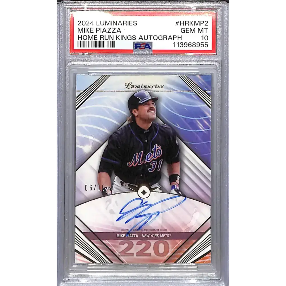 2024 Topps Luminaries Home Run Kings #HRK-MP2 Mike Piazza PSA 10 GEM MINT Auto 06/10 New York Mets - Baseball Card