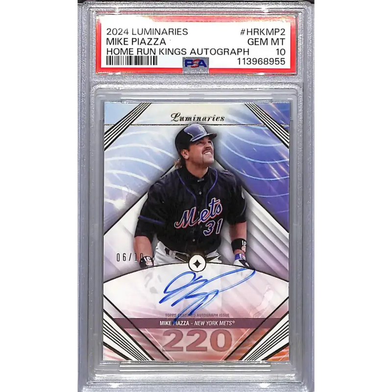 2024 Topps Luminaries Home Run Kings #HRK-MP2 Mike Piazza PSA 10 GEM MINT Auto 06/10 New York Mets - Baseball Card