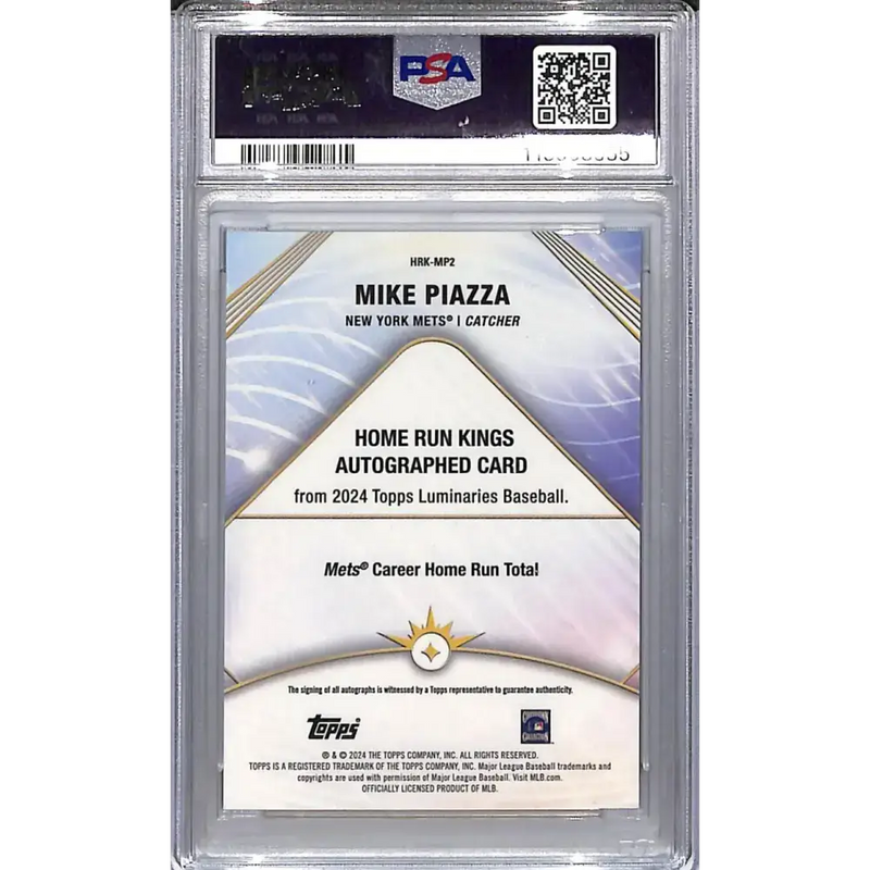 2024 Topps Luminaries Home Run Kings #HRK-MP2 Mike Piazza PSA 10 GEM MINT Auto 06/10 New York Mets - Baseball Card