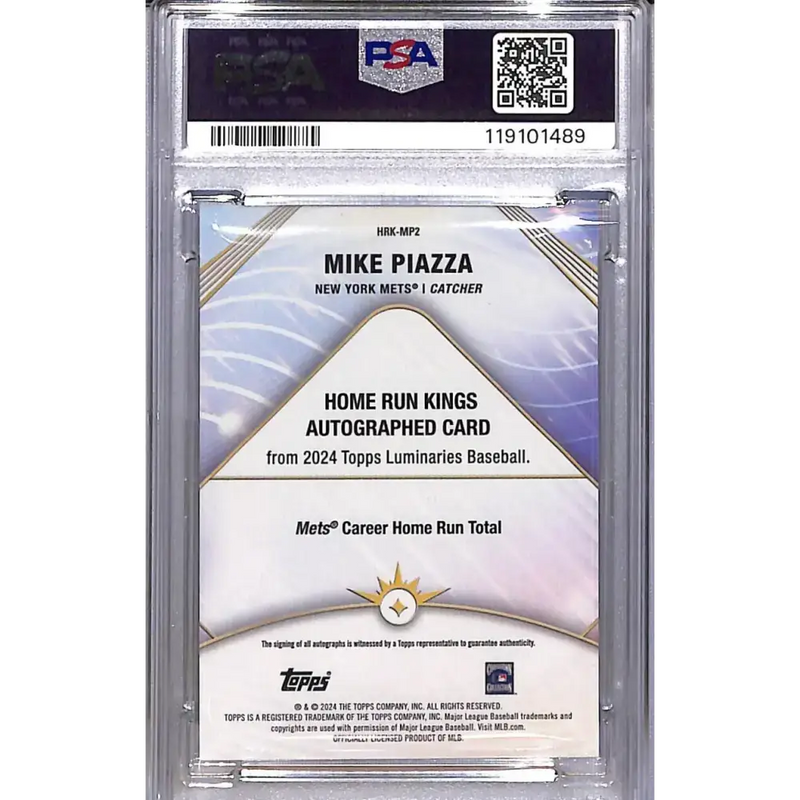 2024 Topps Luminaries Home Run Kings #HRK-MP2 Mike Piazza PSA 10 GEM MINT Auto 3/10 New York Mets - Baseball Card Single