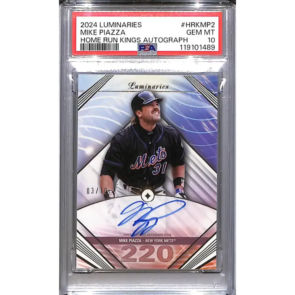 2024 Topps Luminaries Home Run Kings #HRK-MP2 Mike Piazza PSA 10 GEM MINT Auto 3/10 New York Mets - Baseball Card Single