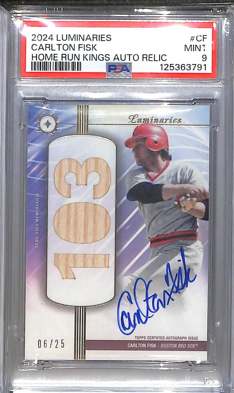 2024 Topps Luminaries Home Run Kings #HRKAR-CF Carlton Fisk PSA 9 MINT MEM Auto 6/25 Boston Red Sox - Baseball Card