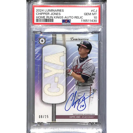2024 Topps Luminaries Home Run Kings #HRKAR-CJ Chipper Jones PSA 10 GEM MINT MEM Auto 8/25 Atlanta Braves - Baseball