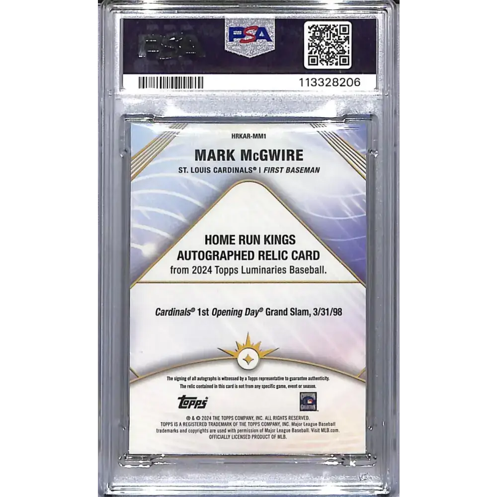 2024 Topps Luminaries Home Run Kings #HRKAR-MM1 Mark McGwire PSA 9 MINT MEM Auto 17/25 St. Louis Cardinals - Baseball