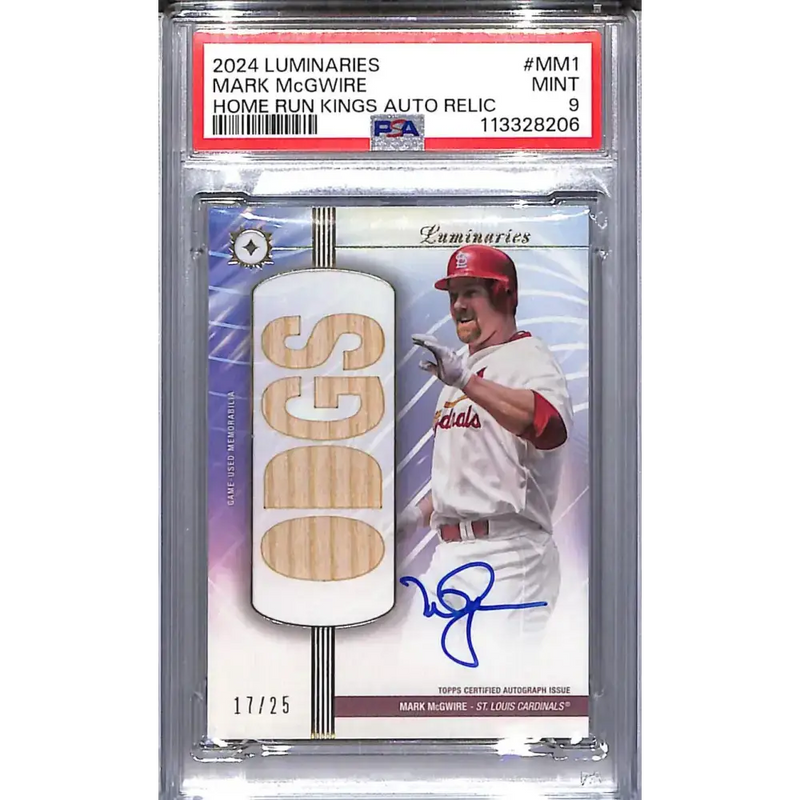 2024 Topps Luminaries Home Run Kings #HRKAR-MM1 Mark McGwire PSA 9 MINT MEM Auto 17/25 St. Louis Cardinals - Baseball