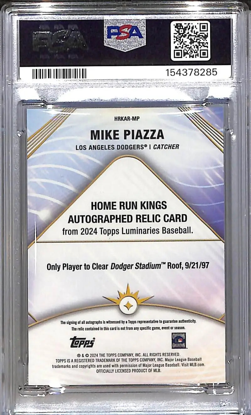 2024 Topps Luminaries Home Run Kings #HRKAR-MP Mike Piazza PSA 10 GEM MINT MEM Auto 2/15 Los Angeles Dodgers - Baseball