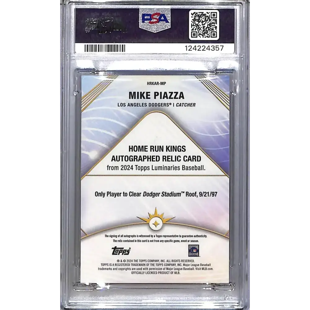 2024 Topps Luminaries Home Run Kings #HRKAR-MP Mike Piazza PSA 9 MINT MEM Auto 8/15 Los Angeles Dodgers - Baseball Card