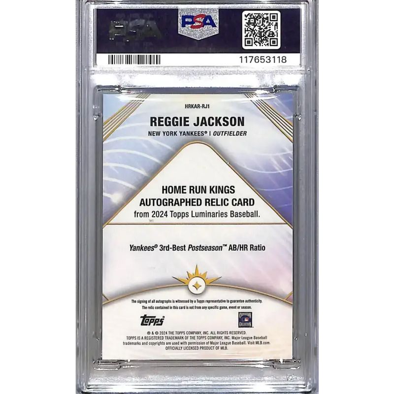 2024 Topps Luminaries Home Run Kings #HRKAR-RJ1 Reggie Jackson PSA 9 MINT MEM Auto 25/25 New York Yankees - Baseball
