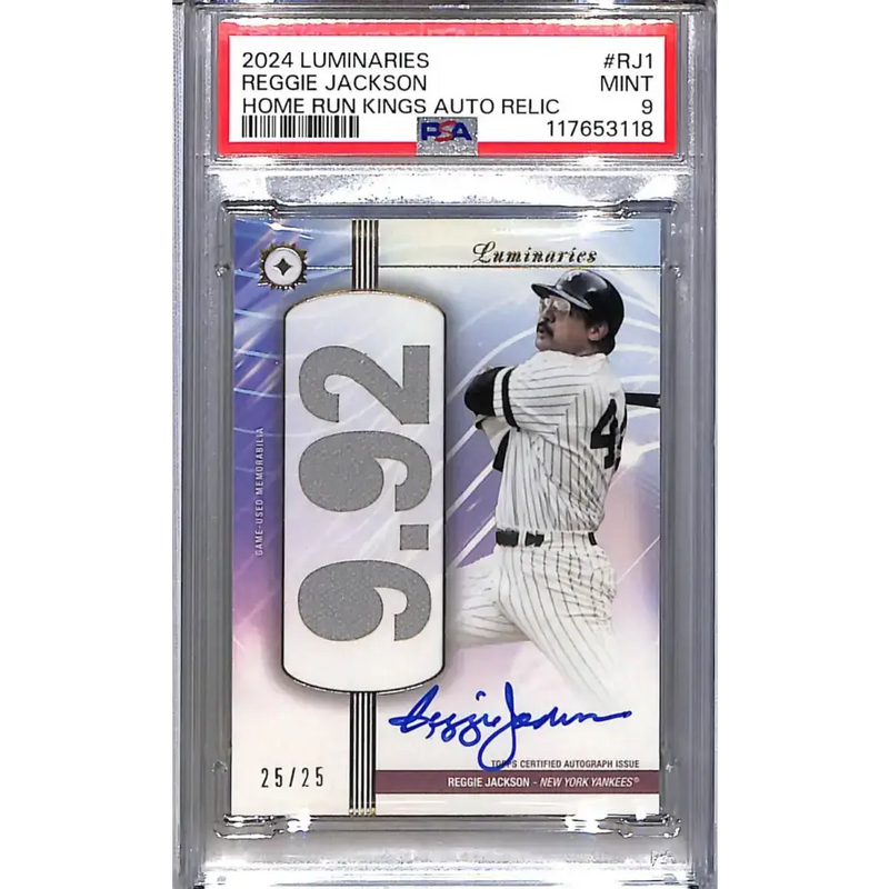 2024 Topps Luminaries Home Run Kings #HRKAR-RJ1 Reggie Jackson PSA 9 MINT MEM Auto 25/25 New York Yankees - Baseball