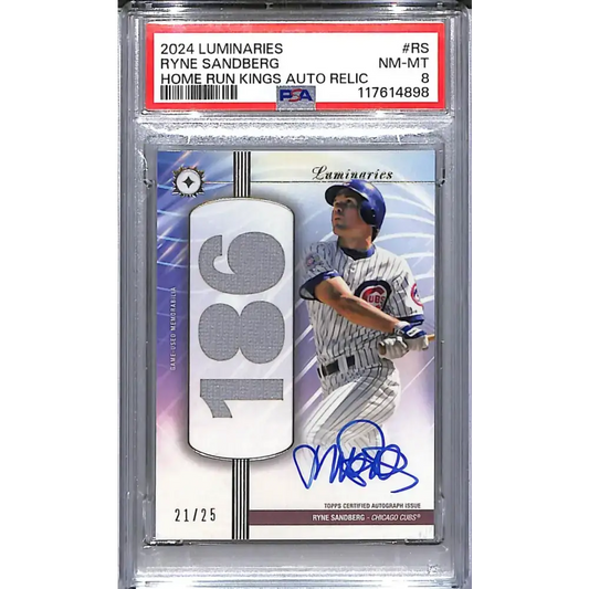 2024 Topps Luminaries Home Run Kings #HRKAR-RS Ryne Sandberg PSA 8 NM-MT MEM Auto 21/25 Chicago Cubs - Baseball Card