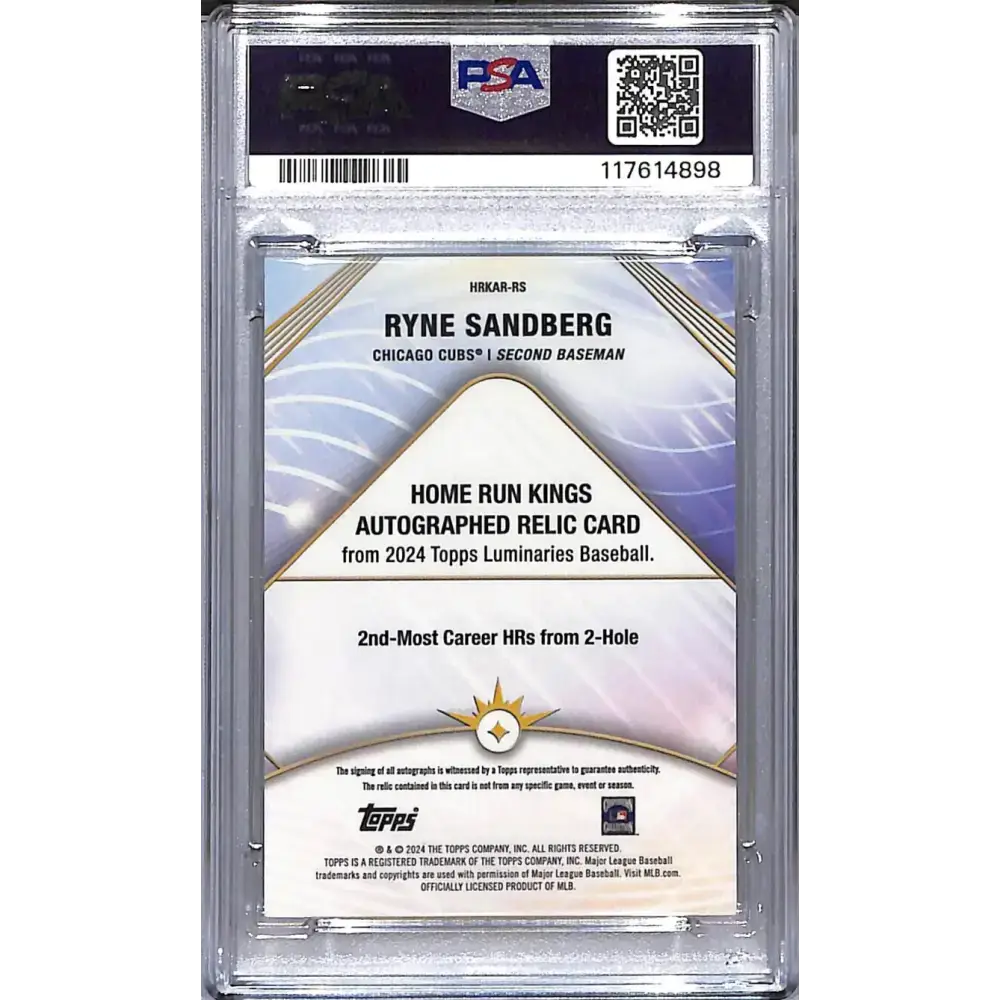 2024 Topps Luminaries Home Run Kings #HRKAR-RS Ryne Sandberg PSA 8 NM-MT MEM Auto 21/25 Chicago Cubs - Baseball Card