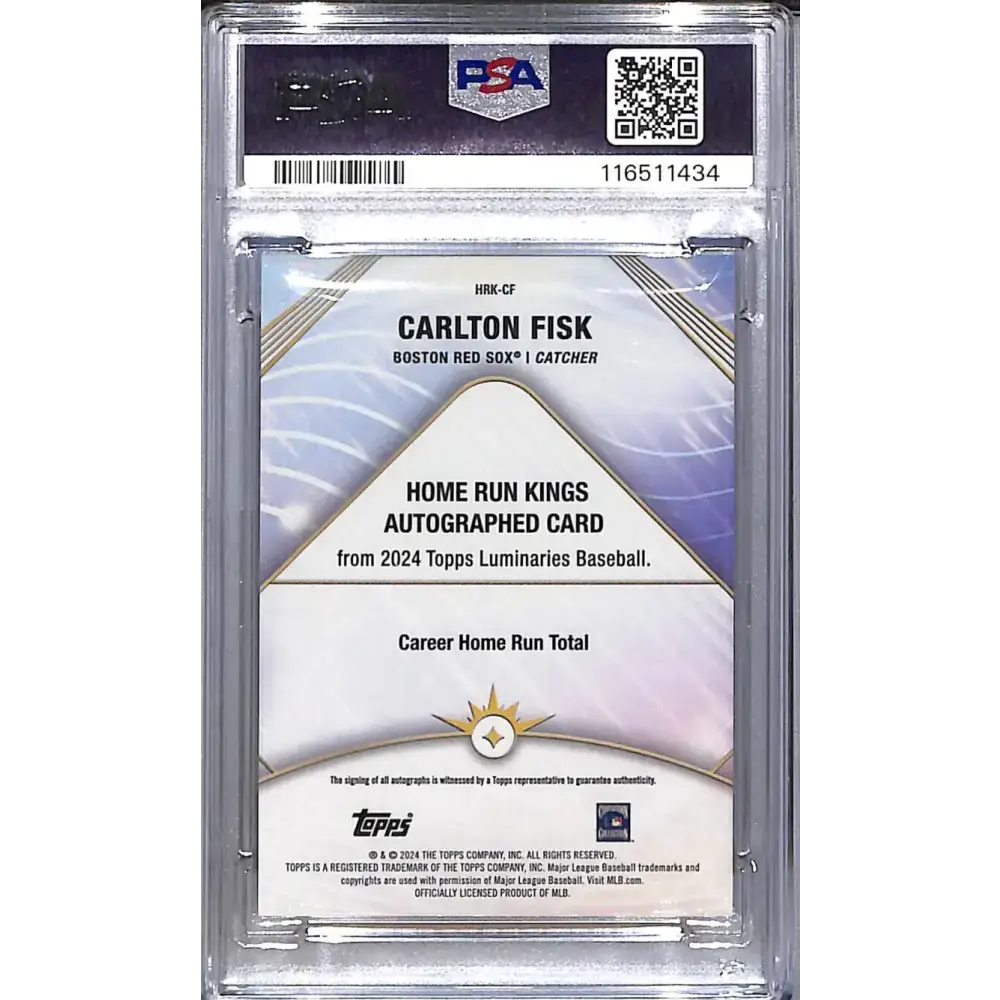 2024 Topps Luminaries Home Run Kings Purple #HRK-CF Carlton Fisk PSA 9 MINT Auto 3/3 Boston Red Sox - Baseball Card