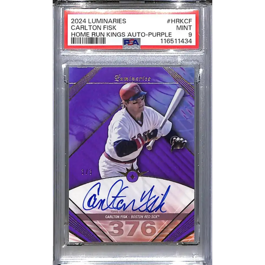 2024 Topps Luminaries Home Run Kings Purple #HRK-CF Carlton Fisk PSA 9 MINT Auto 3/3 Boston Red Sox - Baseball Card