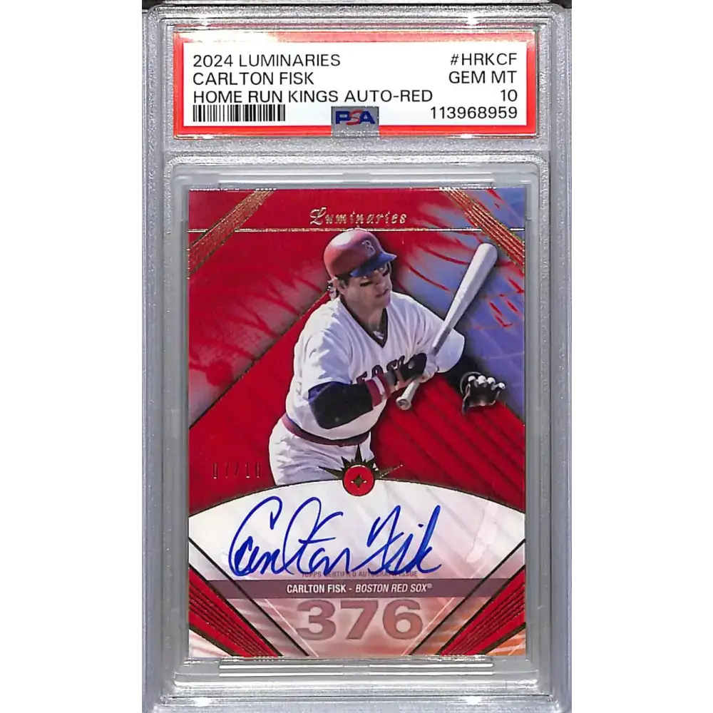 2024 Topps Luminaries Home Run Kings Red #HRK-CF Carlton Fisk PSA 10 GEM MINT Auto 07/10 Boston Red Sox - Baseball Card