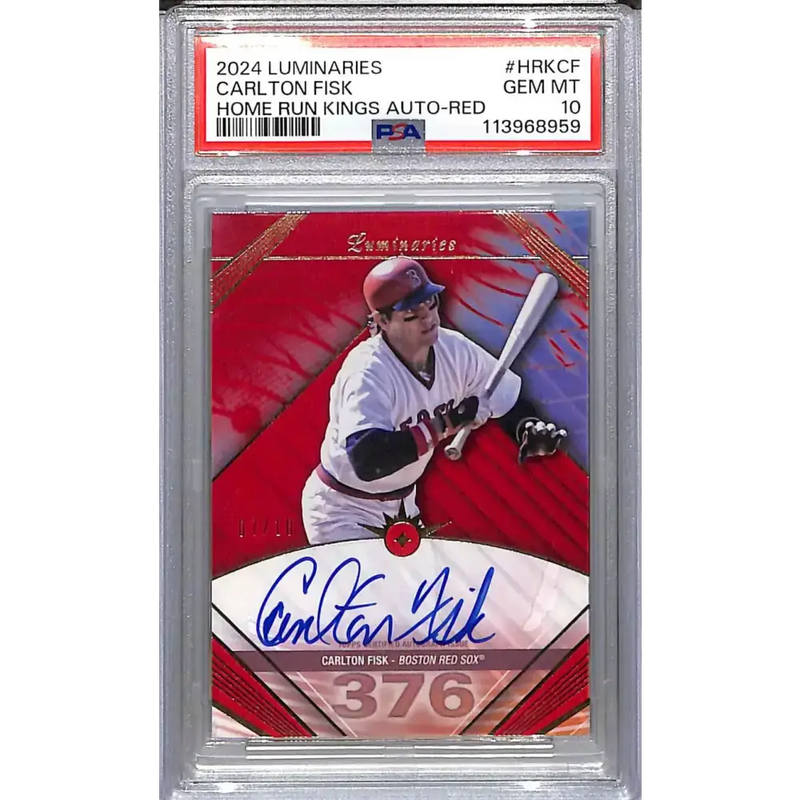 2024 Topps Luminaries Home Run Kings Red #HRK-CF Carlton Fisk PSA 10 GEM MINT Auto 07/10 Boston Red Sox - Baseball Card