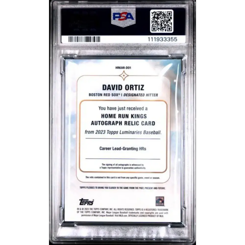 2024 Topps Luminaries Home Run Kings Relics Blue #HRKAR-DO David Ortiz PSA 9 MINT MEM Auto 2/10 Boston Red Sox Baseball