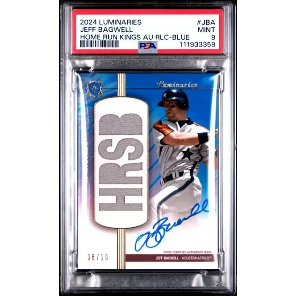 2024 Topps Luminaries Home Run Kings Relics Blue #HRKAR-JBA Jeff Bagwell PSA 9 MINT MEM Auto 8/10 Houston Astros