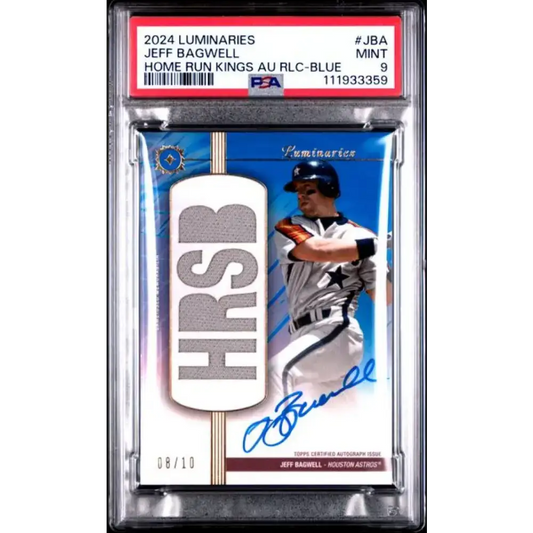 2024 Topps Luminaries Home Run Kings Relics Blue #HRKAR-JBA Jeff Bagwell PSA 9 MINT MEM Auto 8/10 Houston Astros