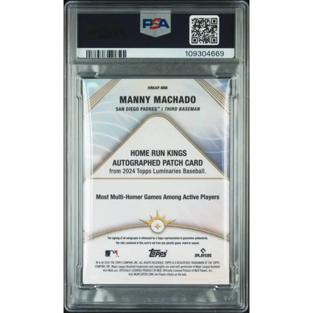 2024 Topps Luminaries #HRKAP-MM Manny Machado PSA 7 NM MEM Auto 1/15 San Diego Padres Baseball Card - Baseball Card