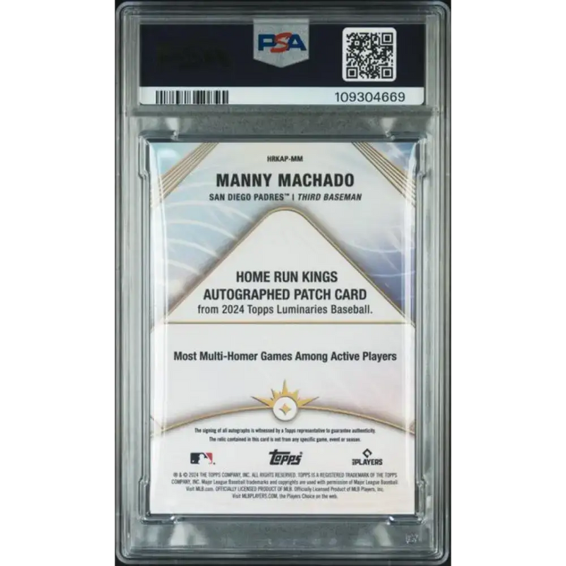 2024 Topps Luminaries #HRKAP-MM Manny Machado PSA 7 NM MEM Auto 1/15 San Diego Padres Baseball Card - Baseball Card