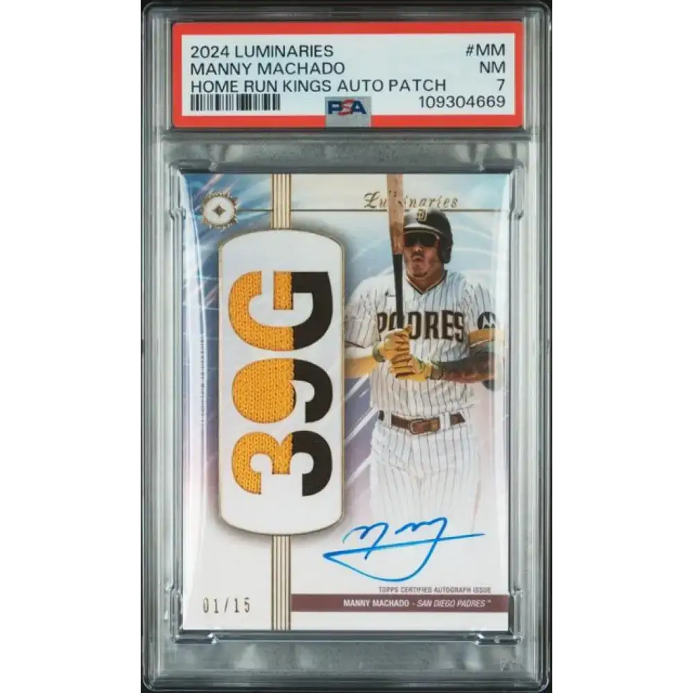 2024 Topps Luminaries #HRKAP-MM Manny Machado PSA 7 NM MEM Auto 1/15 San Diego Padres Baseball Card - Baseball Card