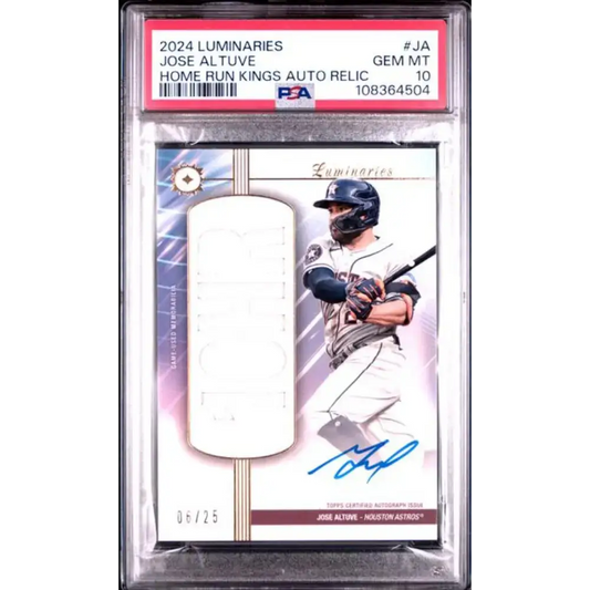 2024 Topps Luminaries #HRKARJA Jose Altuve PSA 10 GEM MINT MEM Auto 6/25 Houston Astros Baseball Card - Baseball Card