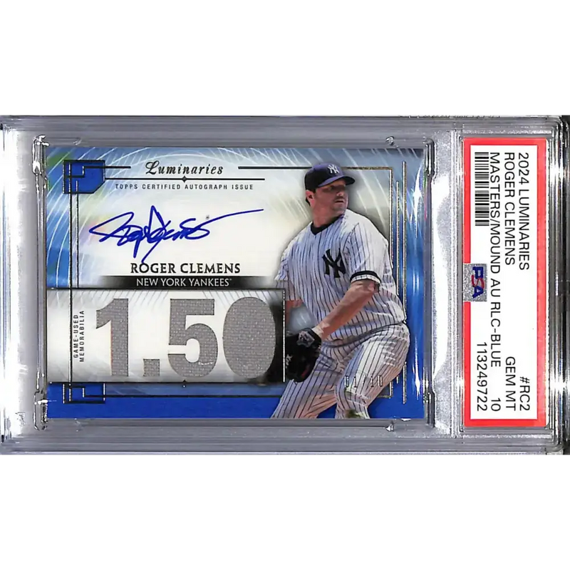 2024 Topps Luminaries Masters/Mound Blue #MOMAR-RC2 Roger Clemens PSA 10 GEM MINT MEM Auto 01/10 New York Yankees