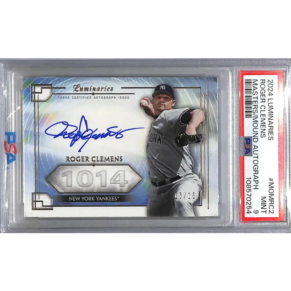 2024 Topps Luminaries Masters/Mound #MOM-RC2 Roger Clemens PSA 9 MINT Auto 13/15 New York Yankees - Baseball Card Single