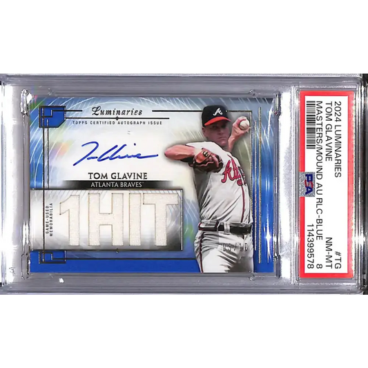 2024 Topps Luminaries Masters of the Mound Blue #MOMAR-TG Tom Glavine PSA 8 NM-MT MEM Auto 03/10 Atlanta Braves