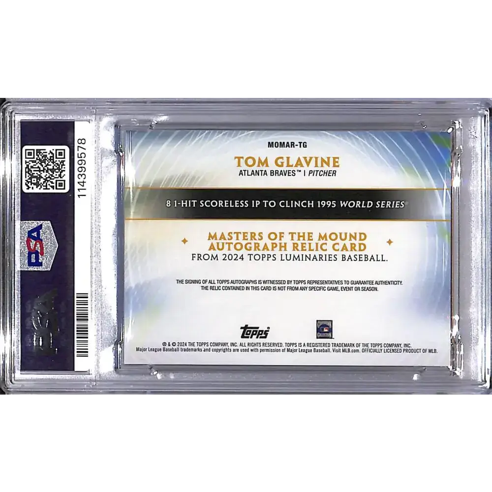 2024 Topps Luminaries Masters of the Mound Blue #MOMAR-TG Tom Glavine PSA 8 NM-MT MEM Auto 03/10 Atlanta Braves